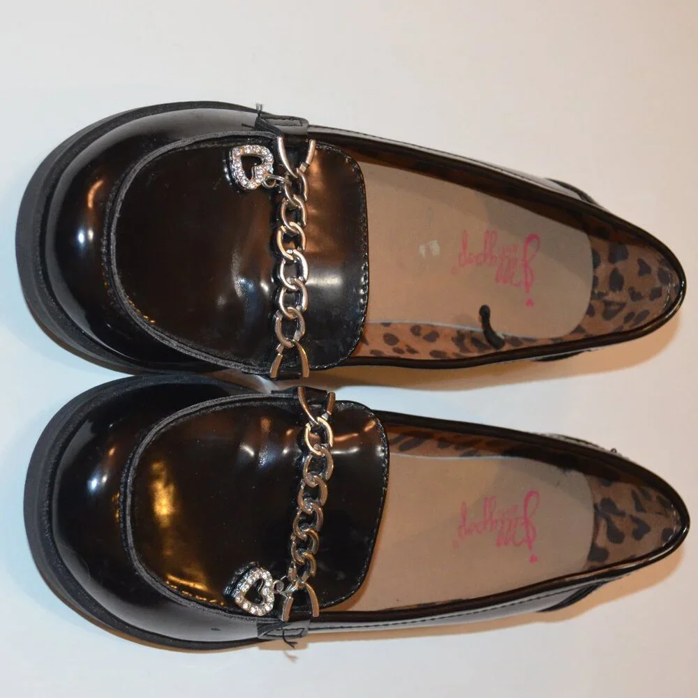 Jellypop (R) Girls Black Shiny Lacquered Silverton Decorations Heart Shoes 3M